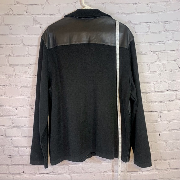 Giorgio Danieli Black Faux Leather Zip Up Jacket Wool Blend Size XL - Picture 2 of 6